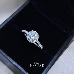 Solitaire Diamond Silver Ring by Silver House