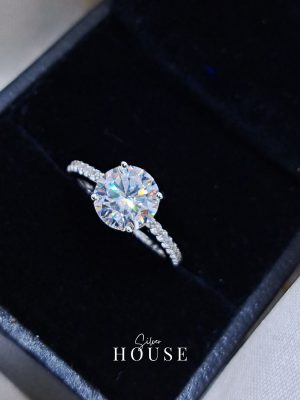 Solitaire Diamond Silver Ring by Silver House