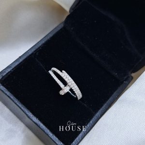 Silver Cartier Nail Diamond Ring by Silver House