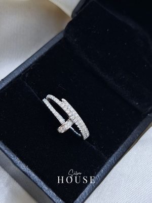Silver Cartier Nail Diamond Ring by Silver House
