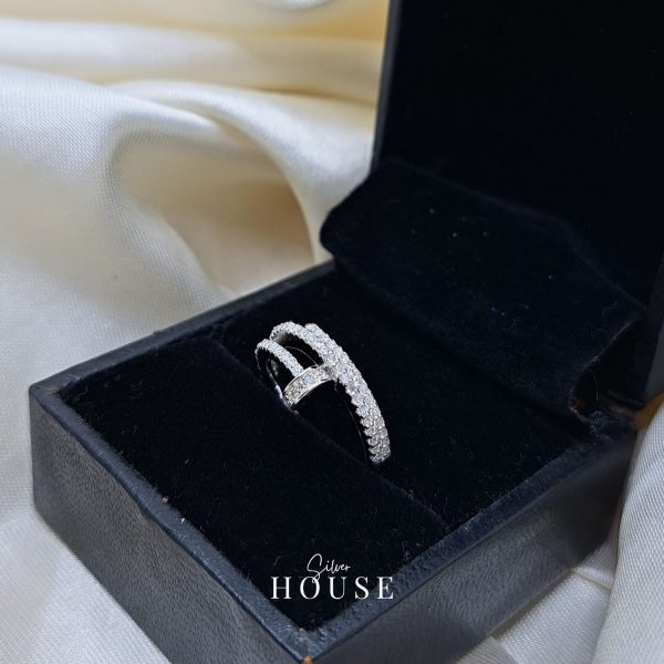 Silver Cartier Nail Diamond Ring by Silver House