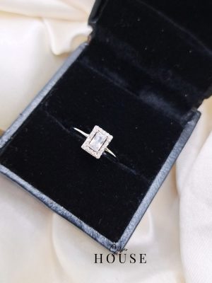 Emerald cut diamond silver Ring, Promise ring by Silver House