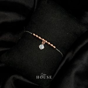 Solitaire Diamond Rose Gold Silver Adjustable Bracelet