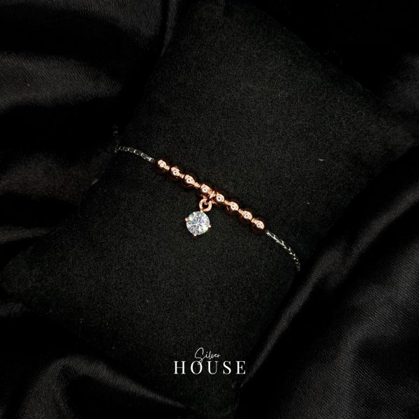 Solitaire Diamond Rose Gold Silver Adjustable Bracelet