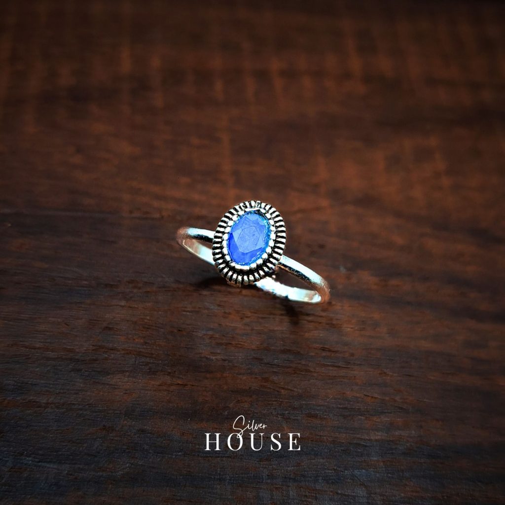 925 Silver Blue Stone Ring-1, silver adjustable ring by Silver House
