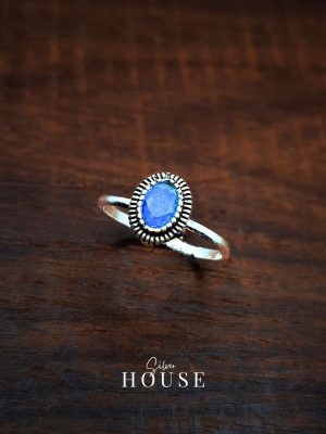 925 Silver Blue Stone Ring-1, silver adjustable ring by Silver House
