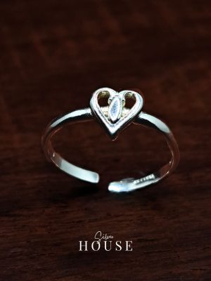 925 pure Silver Heart Ring, Adjustable silver ring,