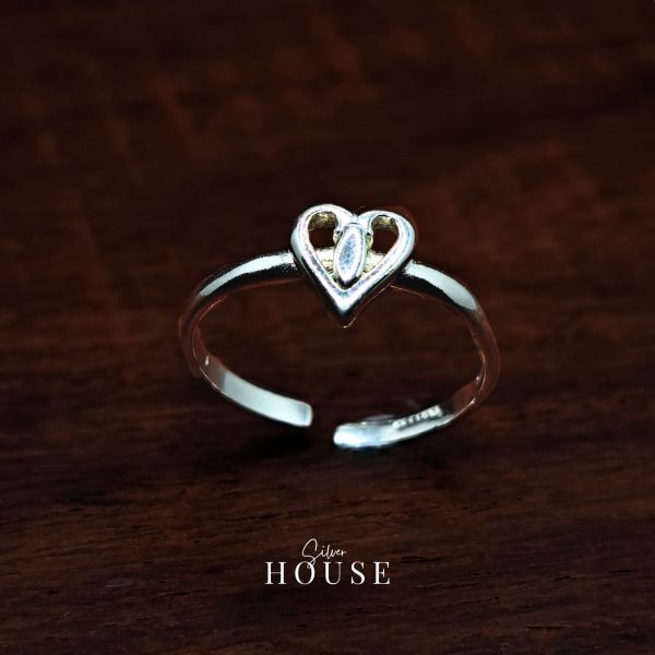 925 pure Silver Heart Ring, Adjustable silver ring,