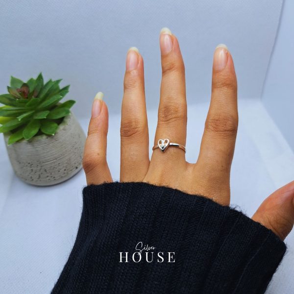 925 pure Silver Heart Ring, Adjustable silver ring,