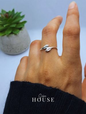 925 Silver Leaf Ring adjustable silver rinf by Silver house, lightweight