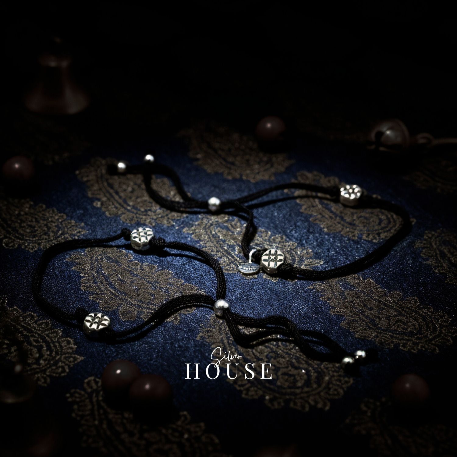 925 Silver Boho Black Thread Anklet
