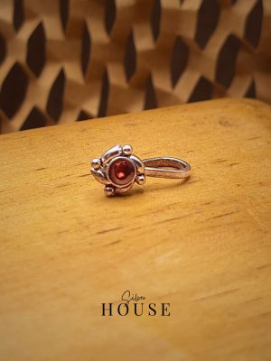 925 Silver Nose Pin Brown Stone
