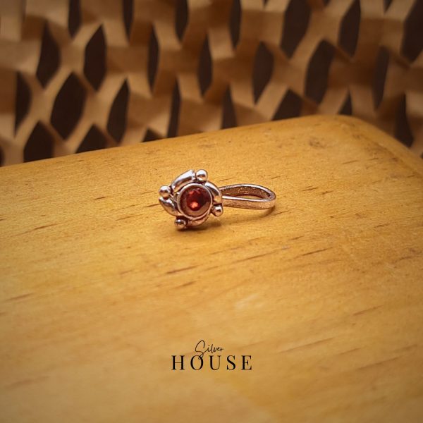 925 Silver Nose Pin Brown Stone