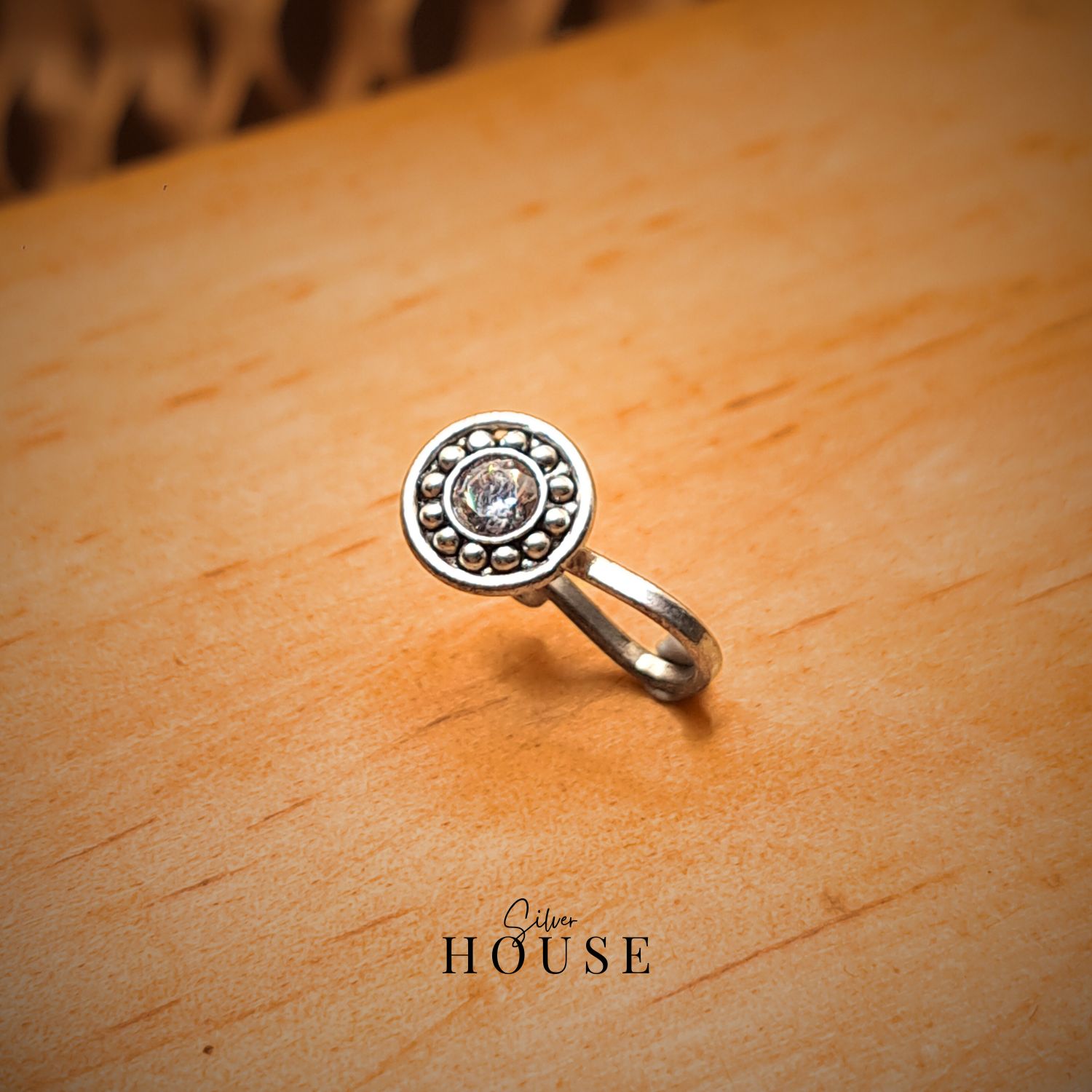 925 Silver Nose Pin Mandala Diamond (Clip On)