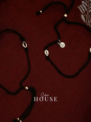 925 Silver Shell Black thread anklet