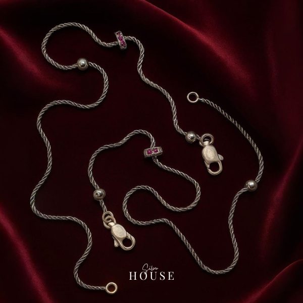925 Pink Stone Silver Payal, light weight silver payal, hallmarked silver payal