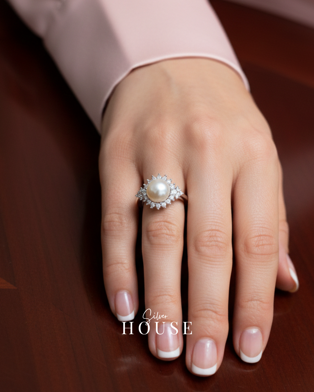 925 Silver Pearl Ring by Silver House