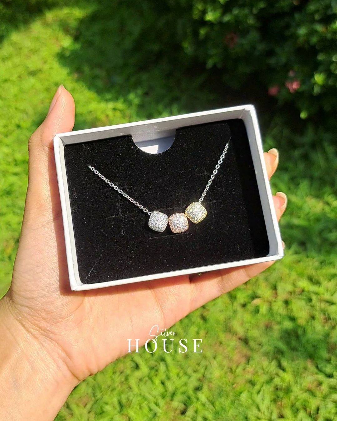 925 Silver 3 color Necklace