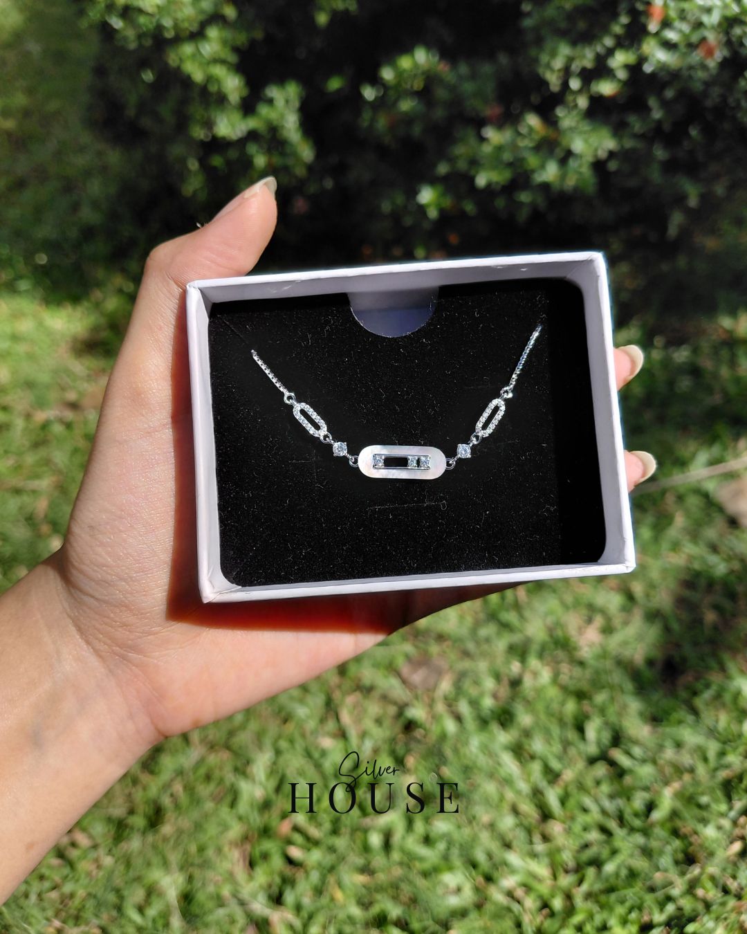 925 Silver Shell Effect Bar Bracelet by Silver House