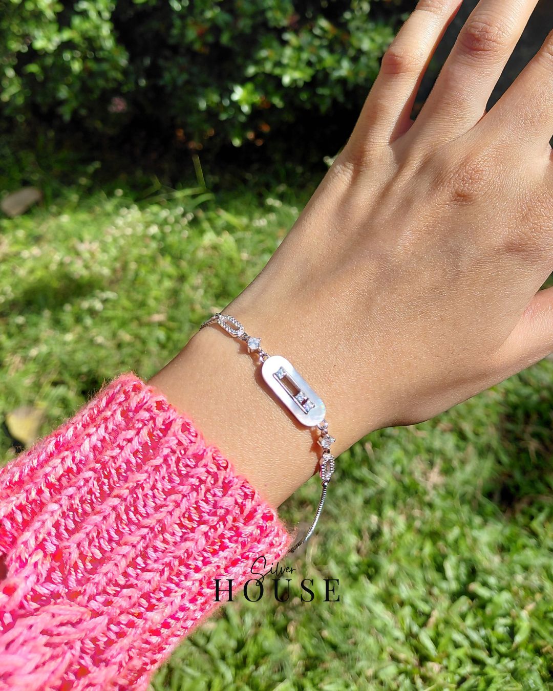 925 Silver Shell Effect Bar Bracelet by Silver House