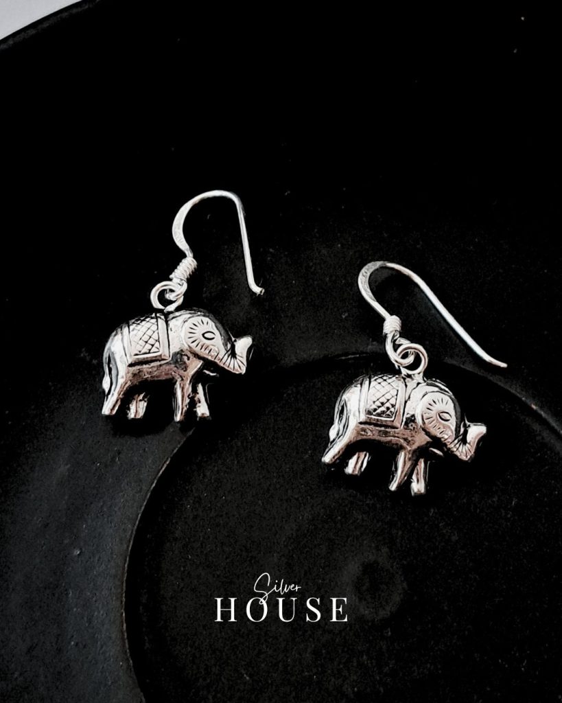 925 Silver Elephant Earrings