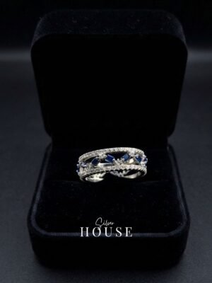 Silver Blue Stone Eterenity Ring