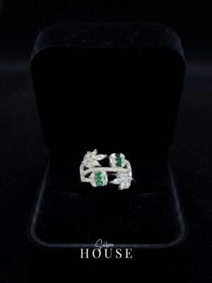 925 Silver Green Stone Ring, 925 silver cocktail ring by silver house