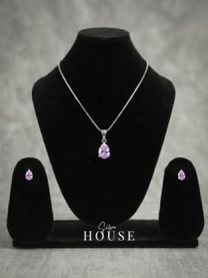 925 silver lavender stone pear drop pendant set by Silver House