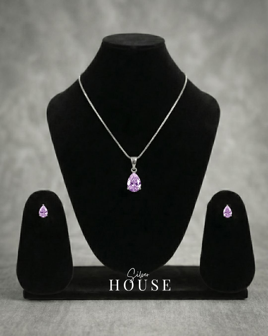 925 silver lavender stone pear drop pendant set by Silver House