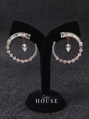 C-Shape Diamond Drop Earrings by Silver House