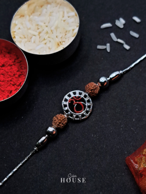 925 Silver Om Rakhi with Rudraksh