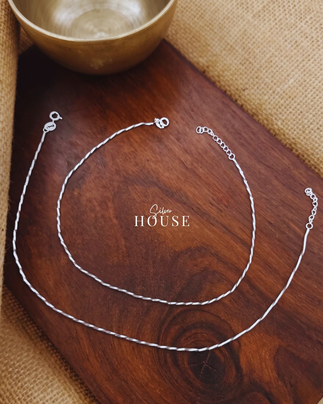 925 Silver Twisted Chain Anklet by silver house under 2500