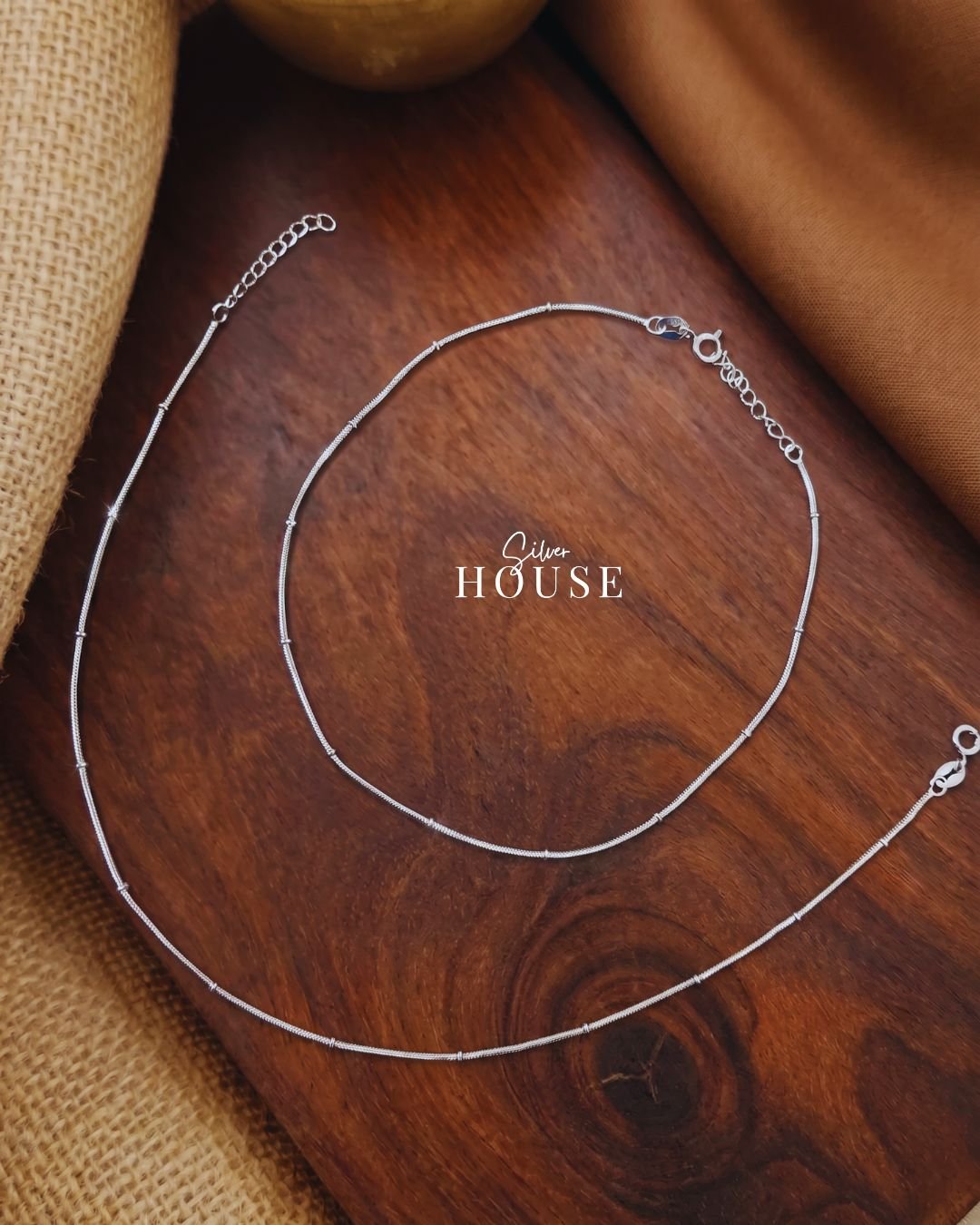 925 Silver Bead Chain Anklet by Silver House under 3000
