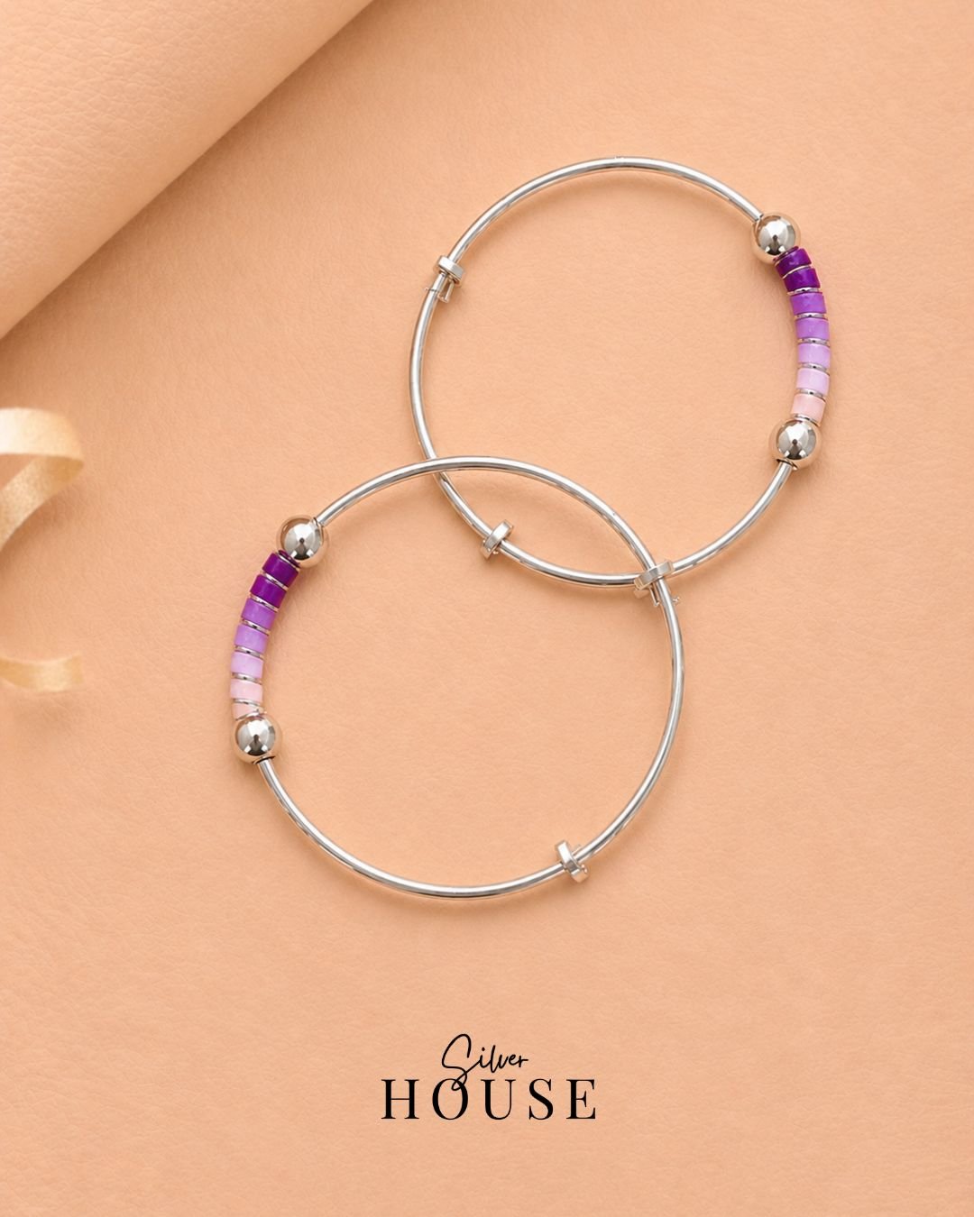 925 Silver Lavendar Spiral Adjustable Baby Bangle