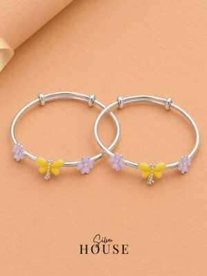 925 Silver Yellow Dragonfly Baby Bangle