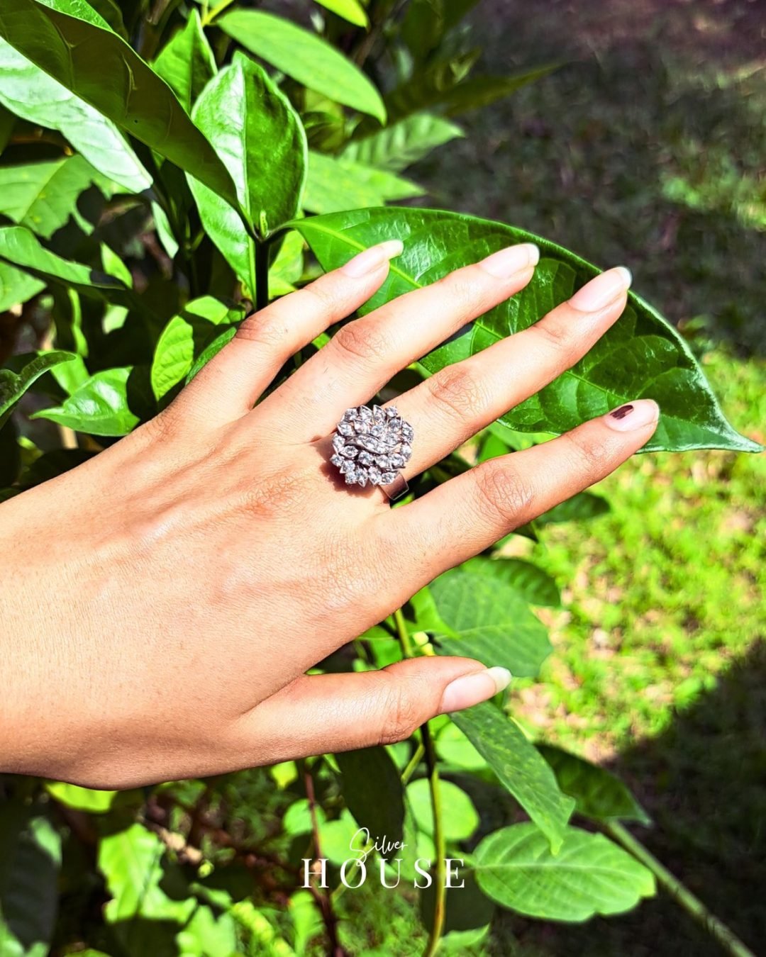 Eliona Diamond Silver Ring by Silver house