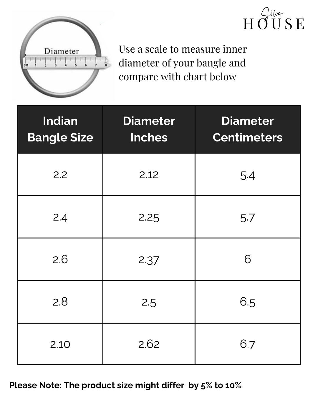 Bangle size chart