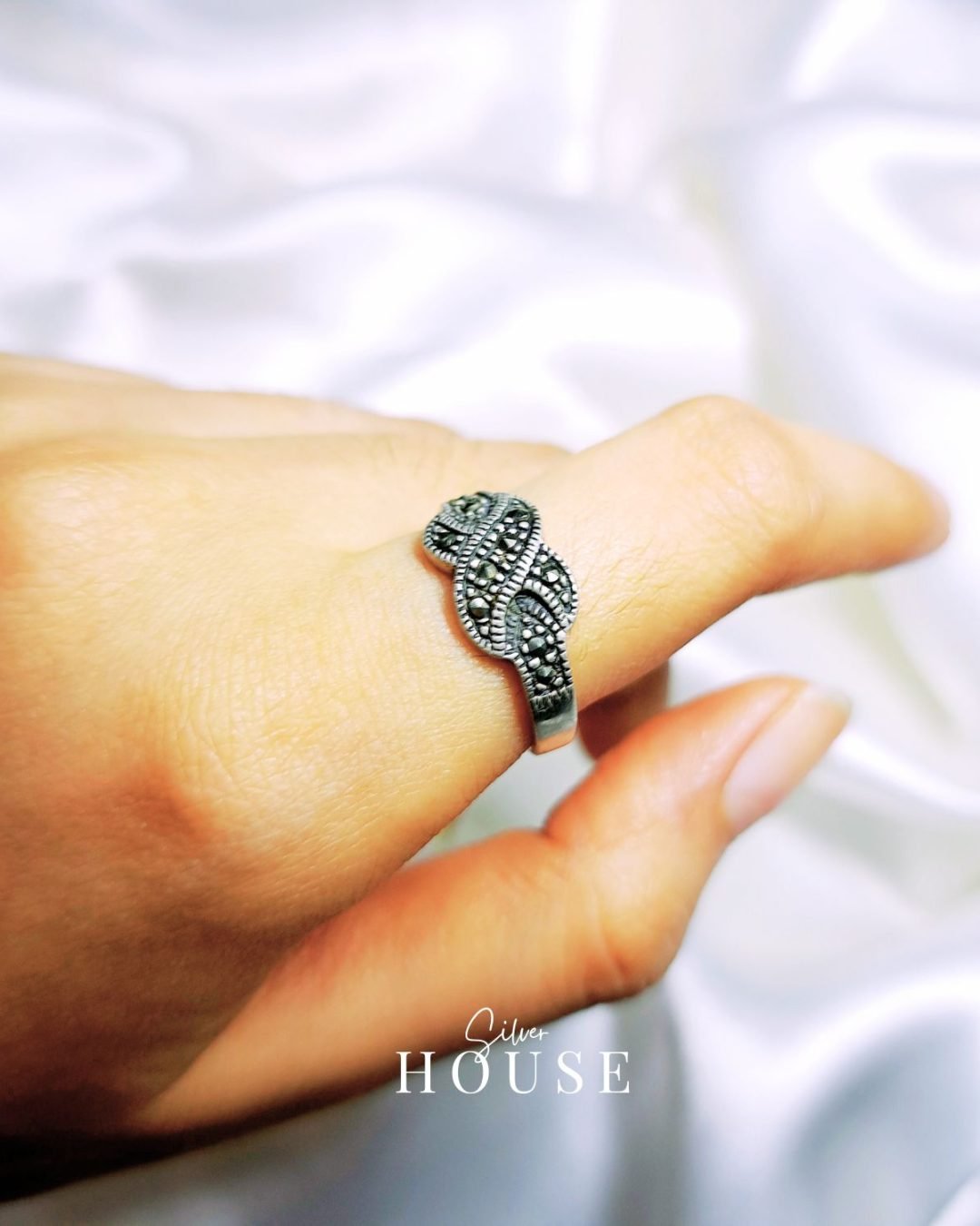 Oxidized Infinity Silver Ring